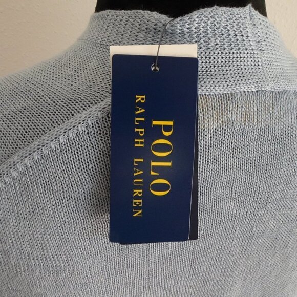 Polo Ralph Lauren Duster Cardigan Women's Size S Blue Linen Long Open Front - Picture 10 of 13